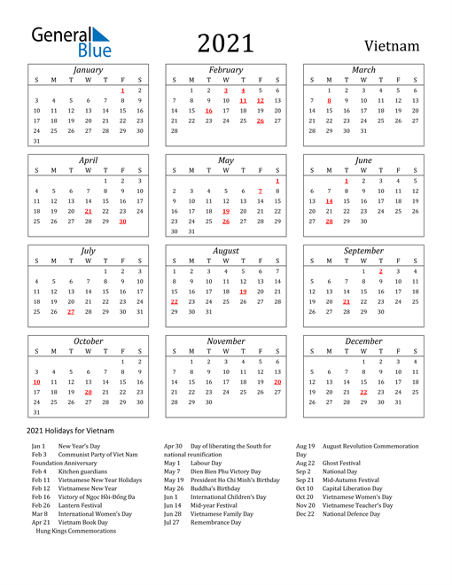 vietnamese calendar 2021 2021 Calendar Vietnam With Holidays vietnamese calendar 2021
