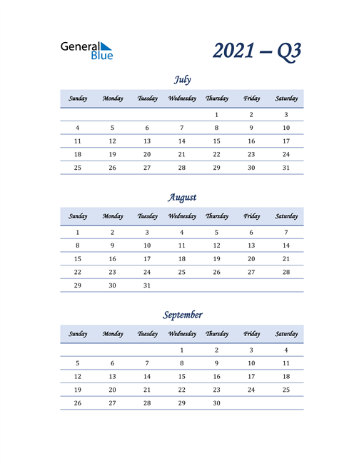  2021 Quarterly Calendar