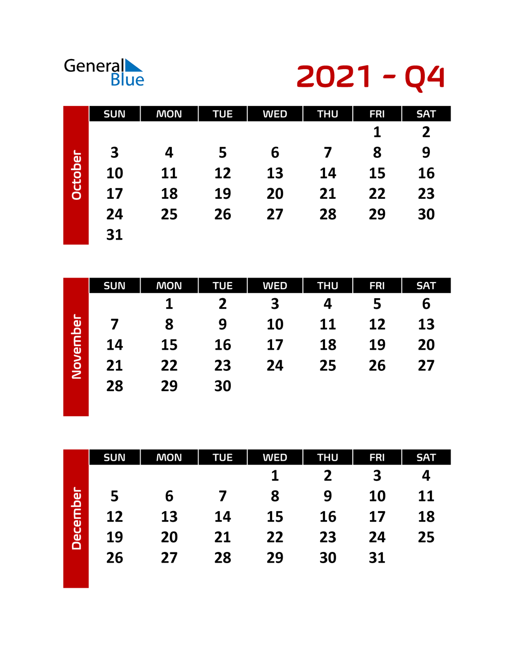 2021 q4 three month quarterly calendar