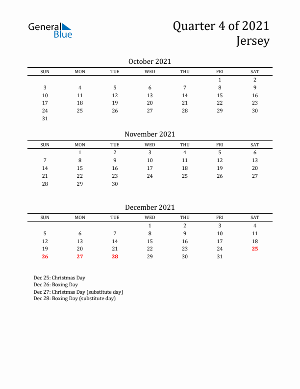 Quarter 4 2021 Jersey Quarterly Calendar