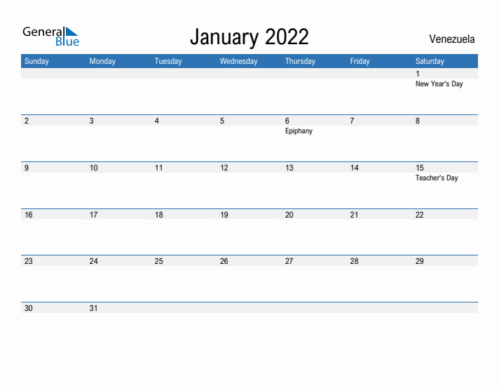 Fillable January 2022 Calendar