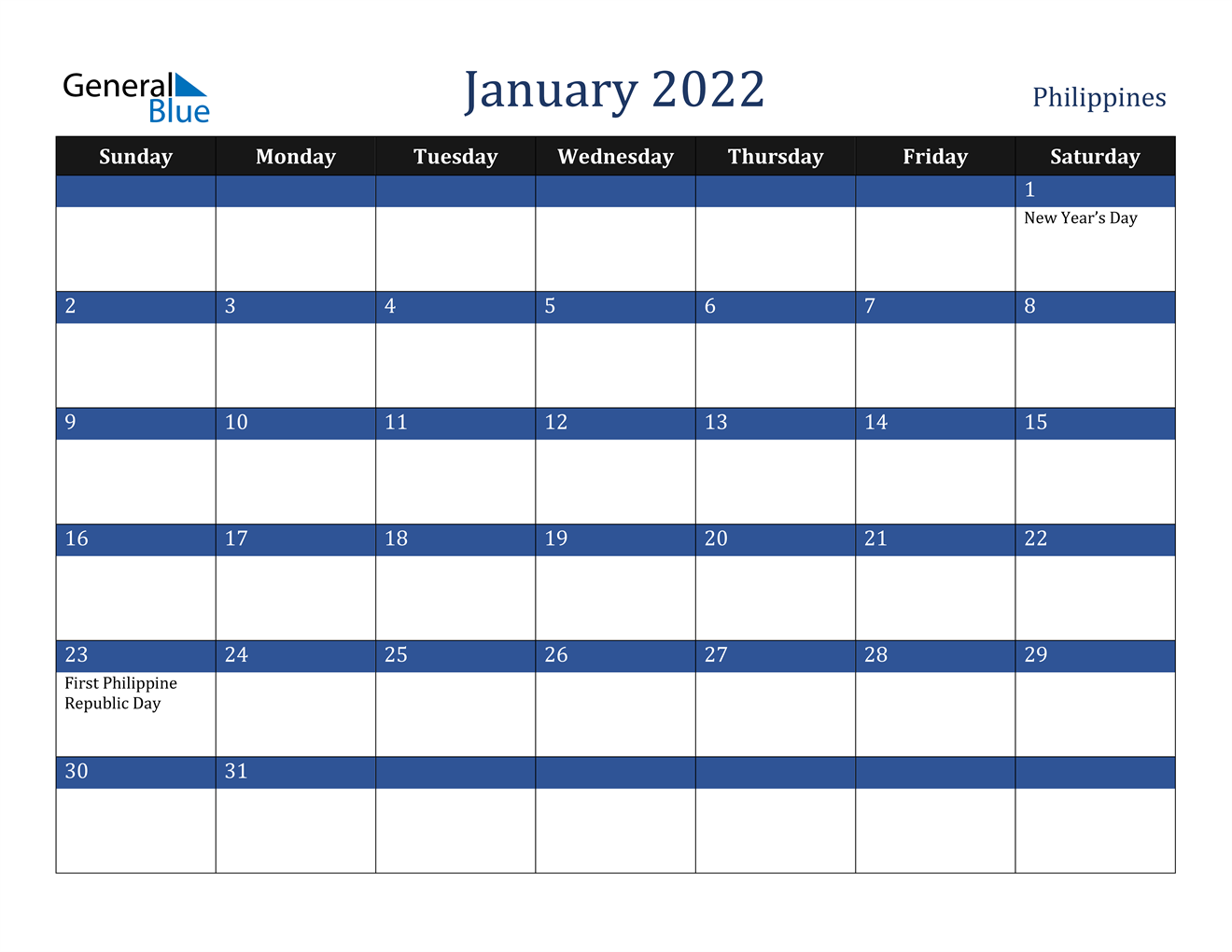 january 2022 calendar philippines