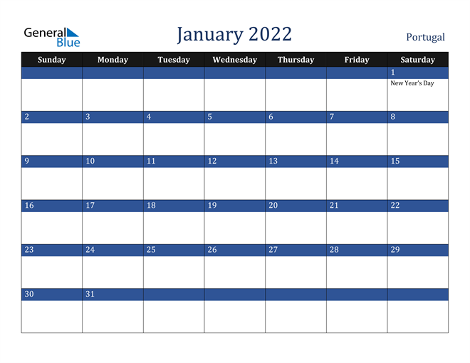 January 2022 Portugal Calendar