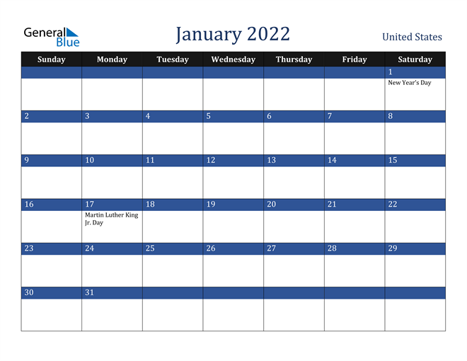 January 2022 Calendar - United States