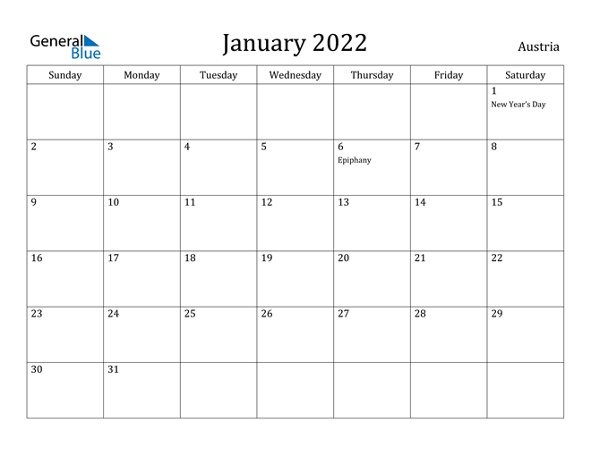 January 2022 Regents Schedule Austria January 2022 Calendar With Holidays