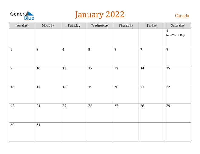 Editable January Calendar 2022 2022