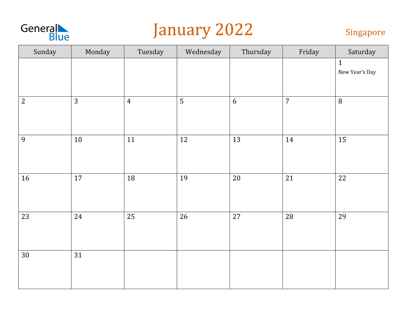 january 2022 calendar singapore