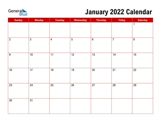 Customizable Monthly Calendar 2022 January 2022 Calendar (Pdf Word Excel)