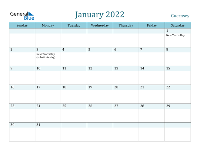 January 2022 Calendar with Holidays in PDF, Word, and Excel