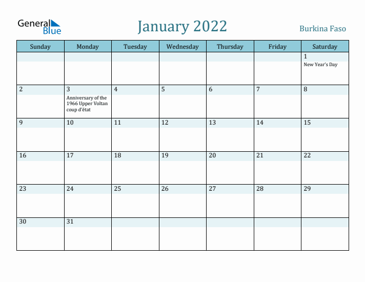 January 2022 Calendar with Holidays