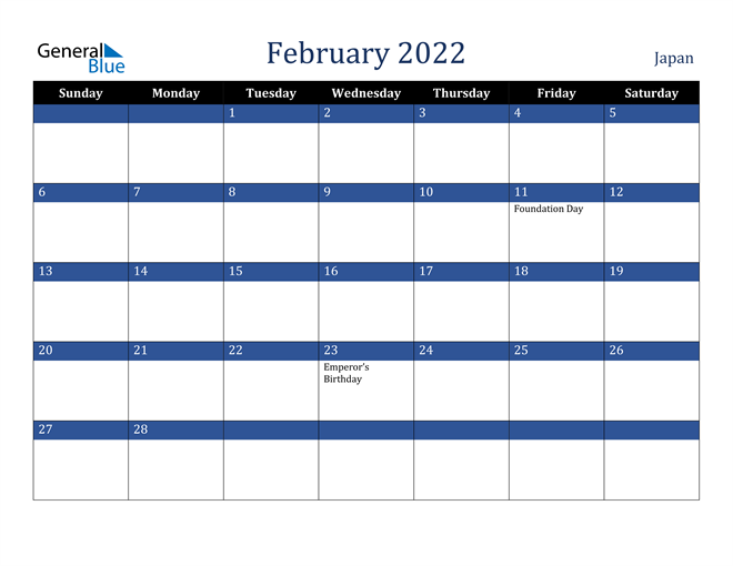 japan february 2022 calendar with holidays