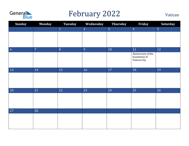 February 2022 Vatican Calendar
