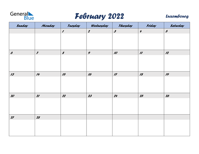 February 2022 Calendar With Holidays Luxembourg February 2022 Calendar With Holidays