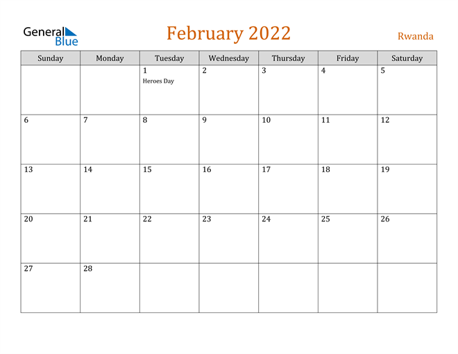 February 2022 Holiday Calendar