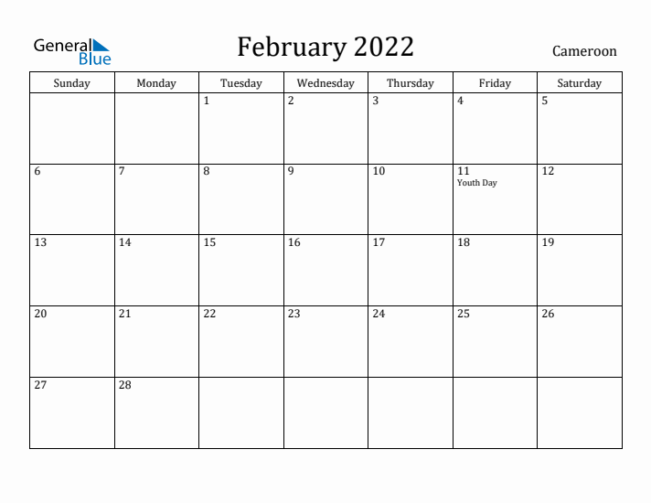 February 2022 Calendar Cameroon