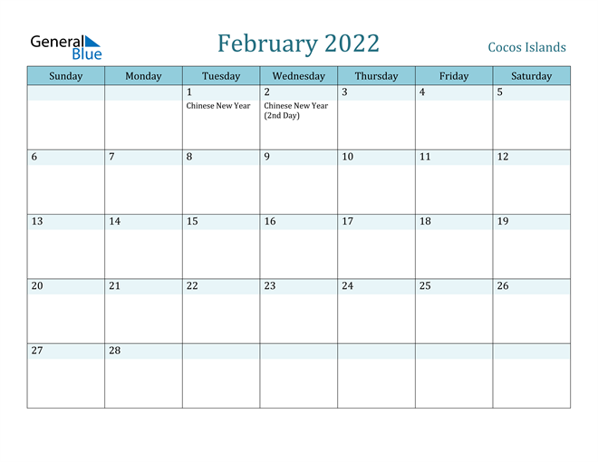 February 2022 Calendar with Holidays in PDF, Word, and Excel
