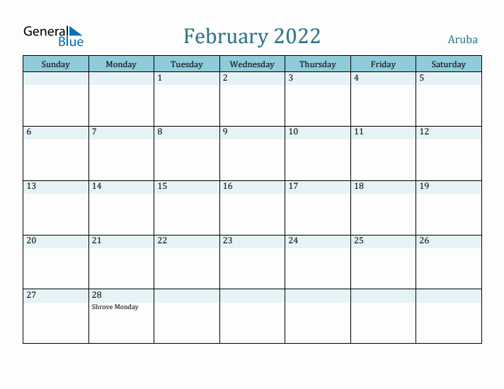 February 2022 Calendar with Holidays