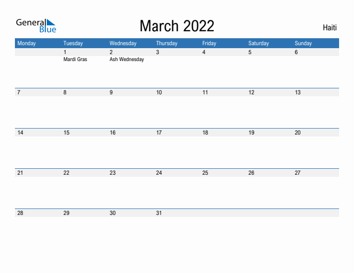 Fillable March 2022 Calendar