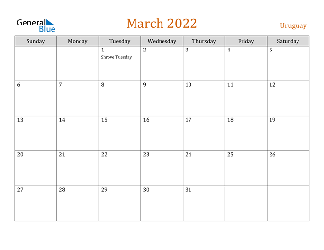 March 2022 Holiday Calendar