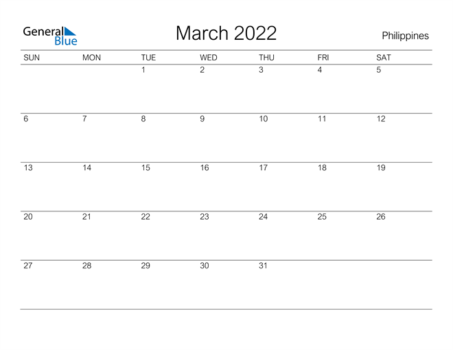 march 2022 calendar philippines