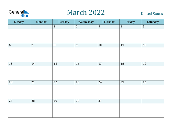 united states march 2022 calendar with holidays