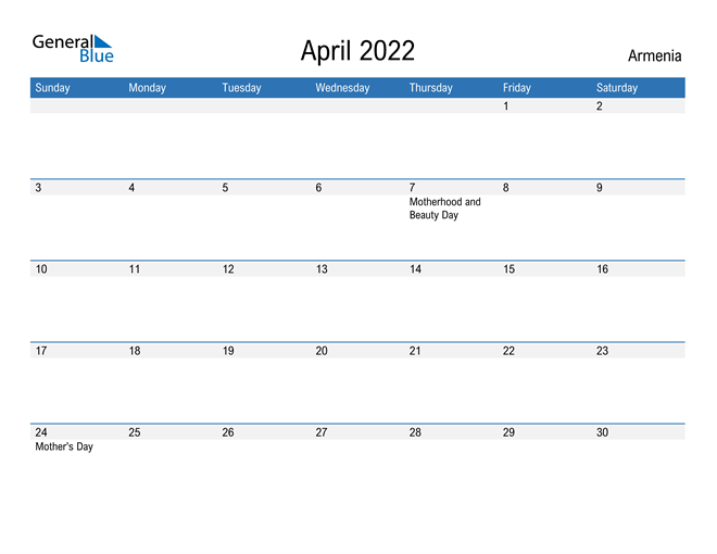 Fillable April 2022 Calendar