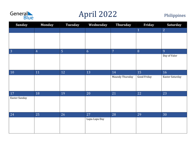 April 2022 Philippines Calendar