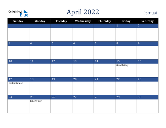 April 2022 Portugal Calendar