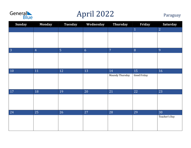 April 2022 Paraguay Calendar