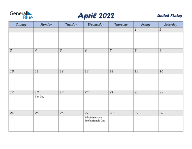 Free Printable April 2022 Calendars Wiki Calendar United States April