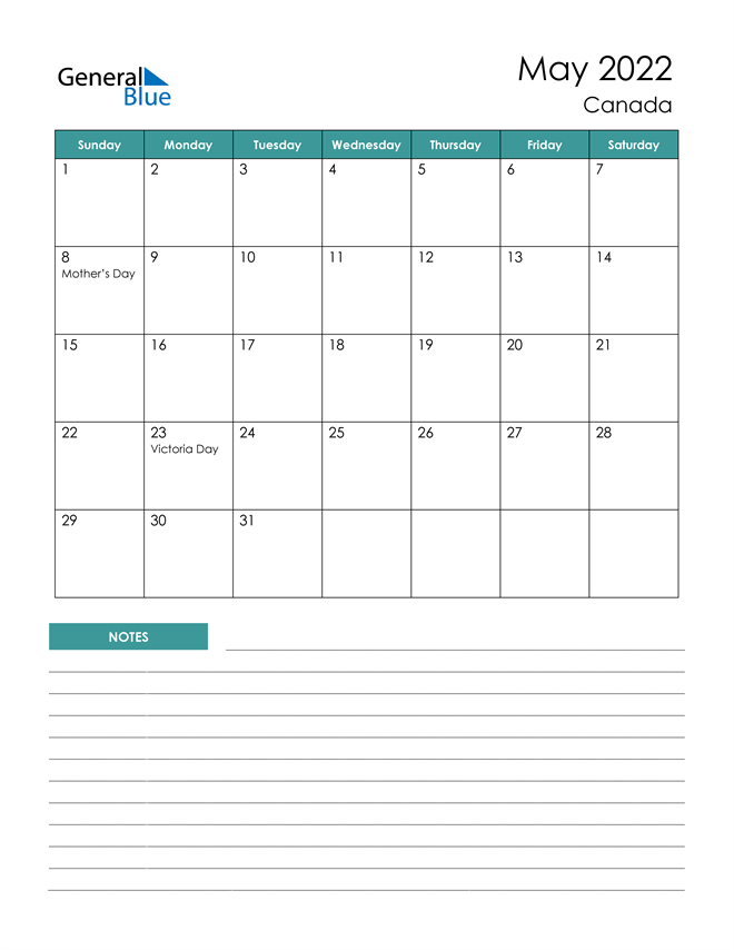 canada may 2022 calendar with holidays
