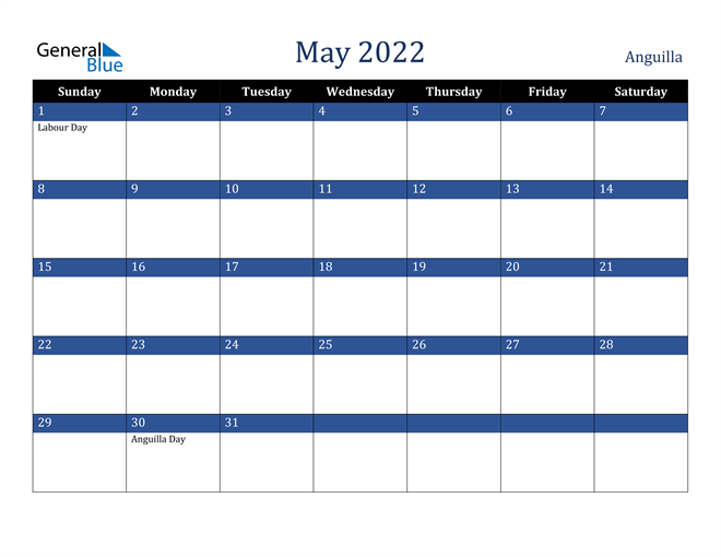 May 2022 Anguilla Calendar