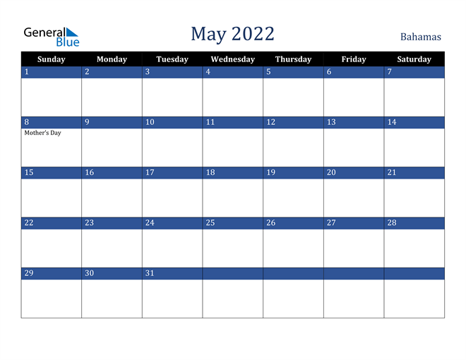 May 2022 Bahamas Calendar