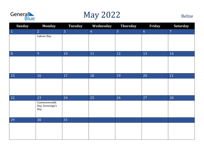 May 2022 Belize Calendar
