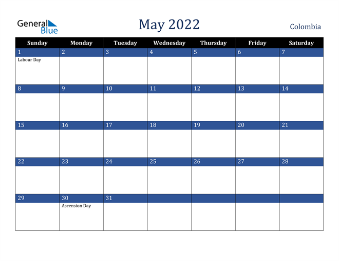May 2022 Colombia Calendar