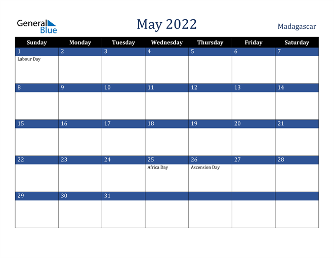 May 2022 Madagascar Calendar