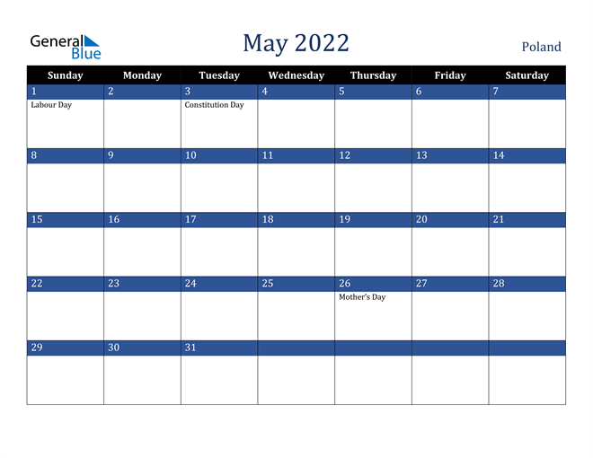 May 2022 Poland Calendar