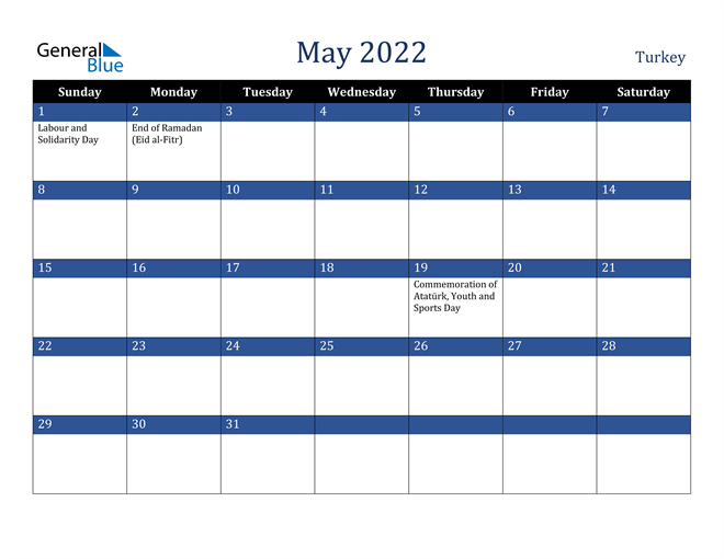May 2022 Turkey Calendar