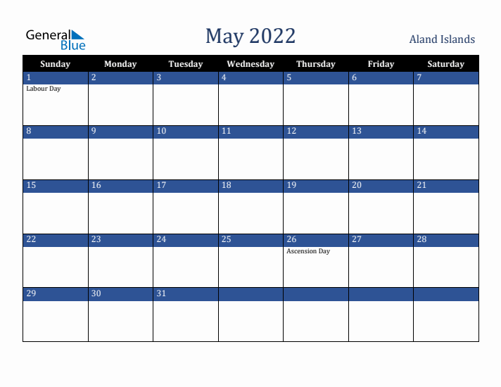 May 2022 Aland Islands Calendar (Sunday Start)