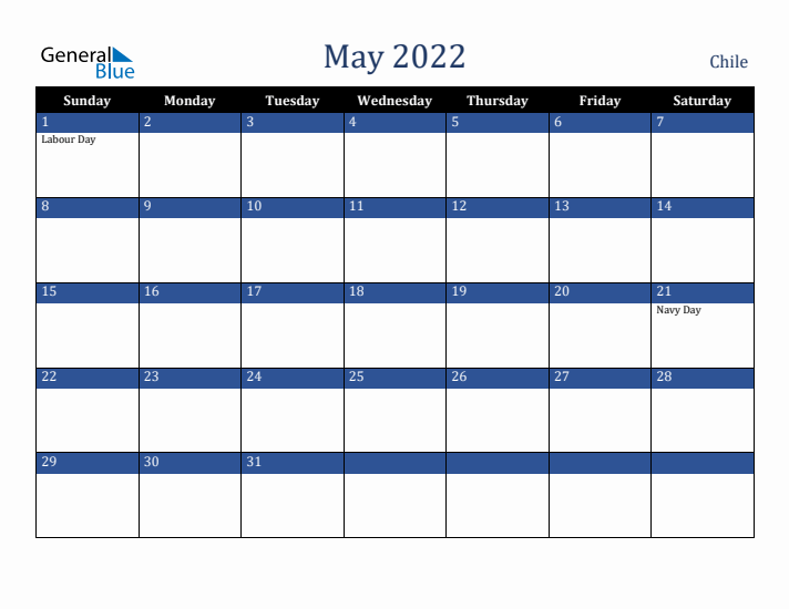 May 2022 Chile Calendar (Sunday Start)