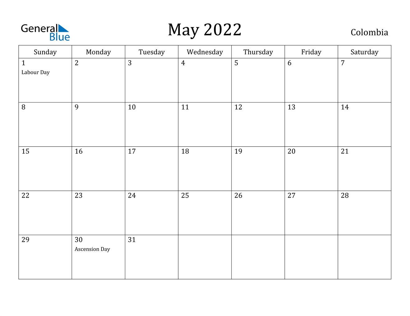 may 2022 calendar colombia