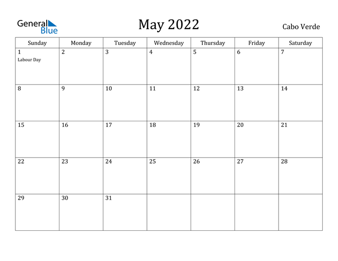 May 2022 Calendar Cabo Verde