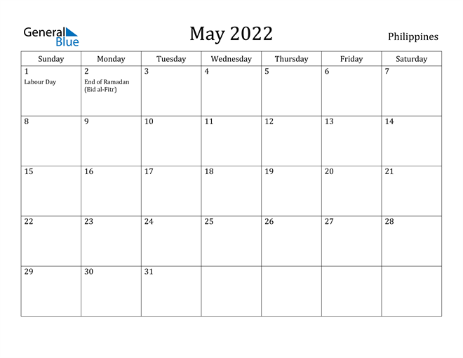May 2022 Calendar Philippines