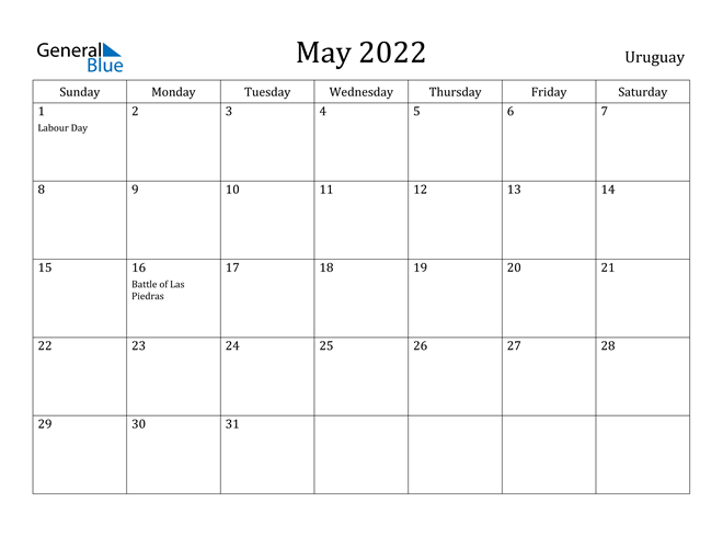 May 2022 Calendar Uruguay