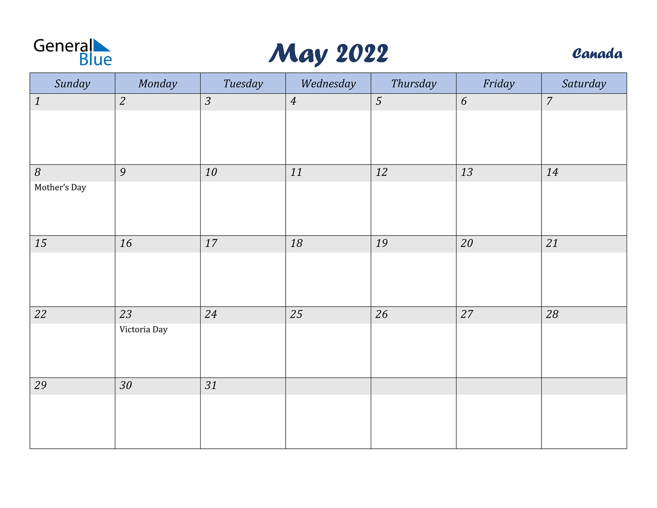 may 2022 calendar canada