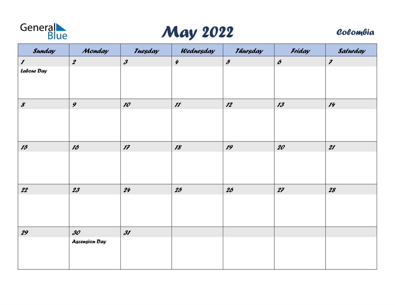 may 2022 calendar colombia