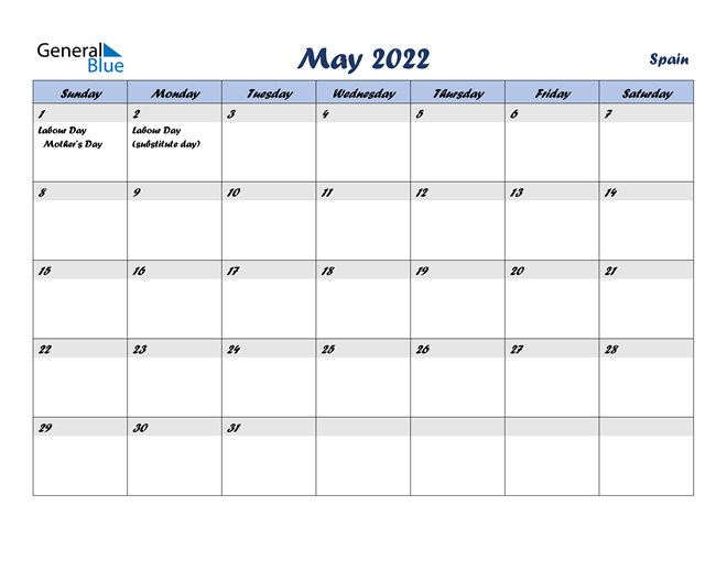Labor Day Weekend 2022 Calendar Spain May 2022 Calendar With Holidays