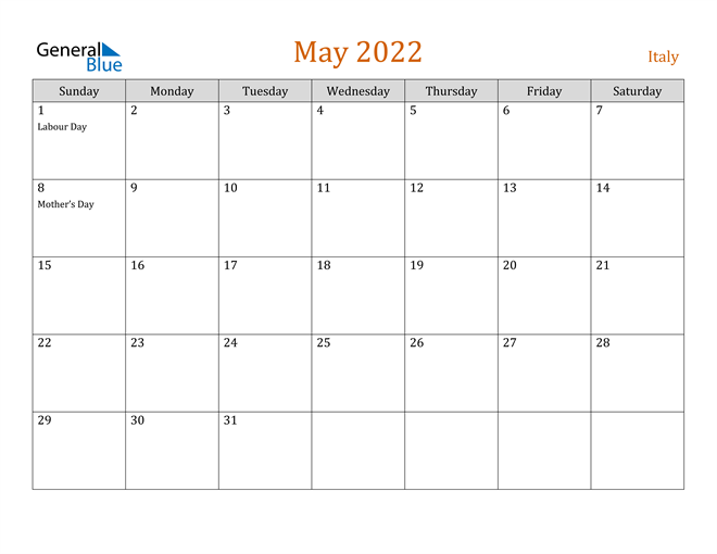 Mothers Day 2022 Calendar Italy May 2022 Calendar With Holidays