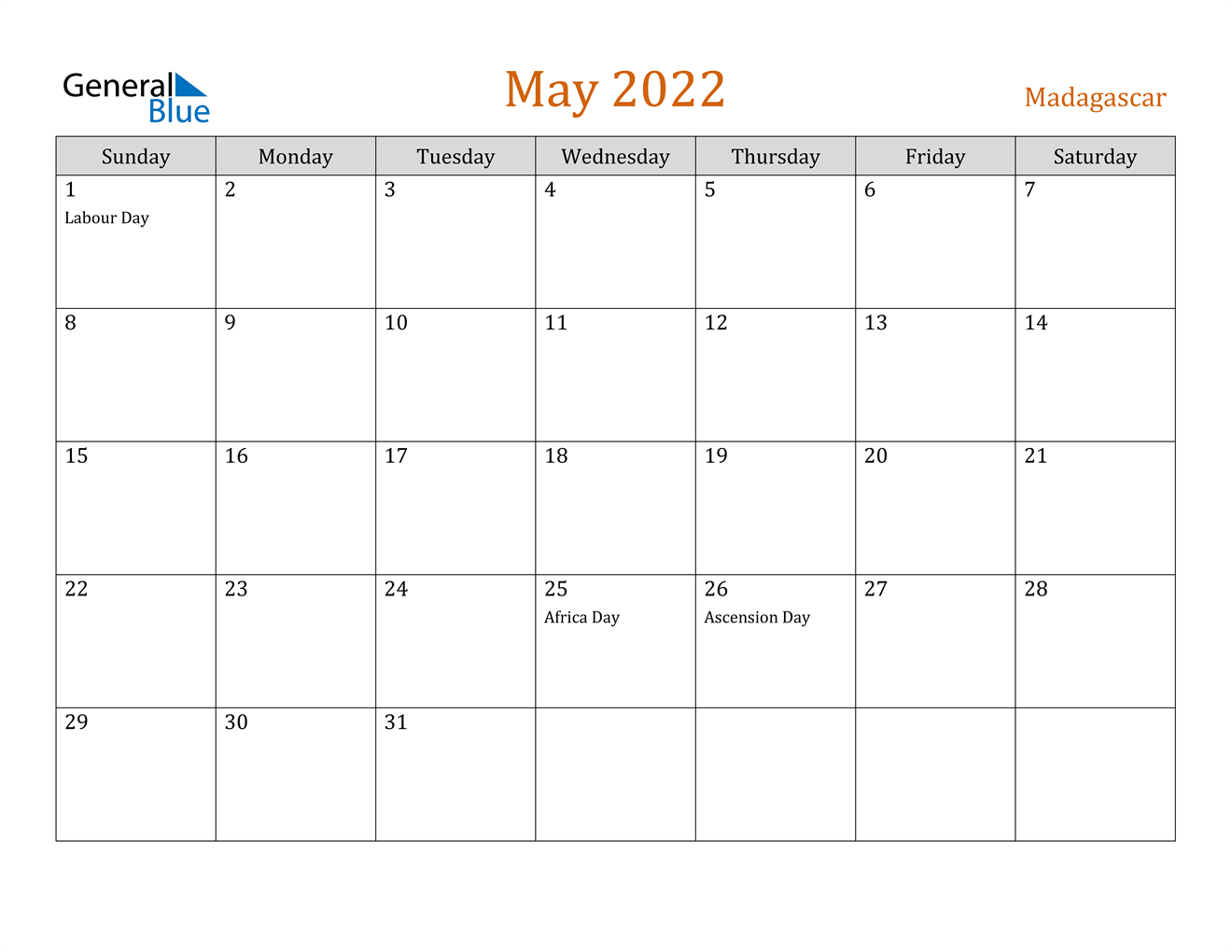 madagascar may 2022 calendar with holidays