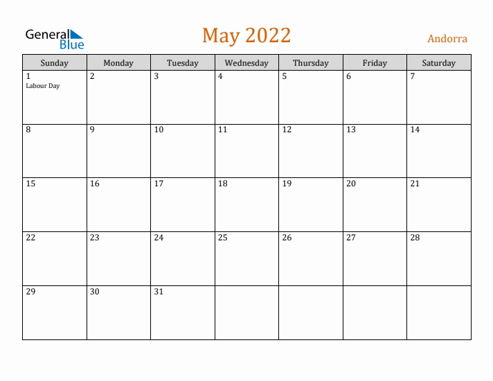 May 2022 Holiday Calendar with Sunday Start